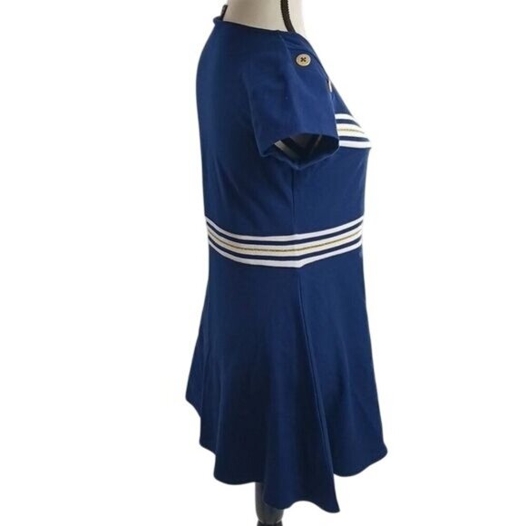 Tommy Hilfiger Girls Size 16 Dress Navy Blue White Stripe Fit Flare Nautical - Picture 4 of 7